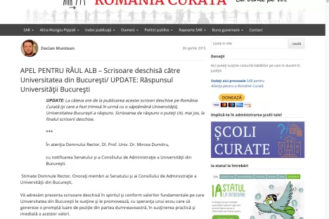 APEL PENTRU RÂUL ALB – Scrisoare deschisă către Universitatea din București/ UPDATE: Răspunsul Universității București