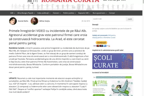 Primele înregistrări VIDEO cu incidentele de pe Râul Alb. Agresorul accidentat grav este patronul firmei care vroia să construiască hidrocentrala. La Arad, el este cercetat penal pentru șantaj