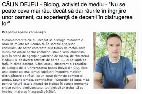 CĂLIN DEJEU - Biolog, activist de mediu