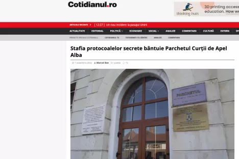 Stafia protocoalelor secrete bântuie Parchetul Curţii de Apel Alba